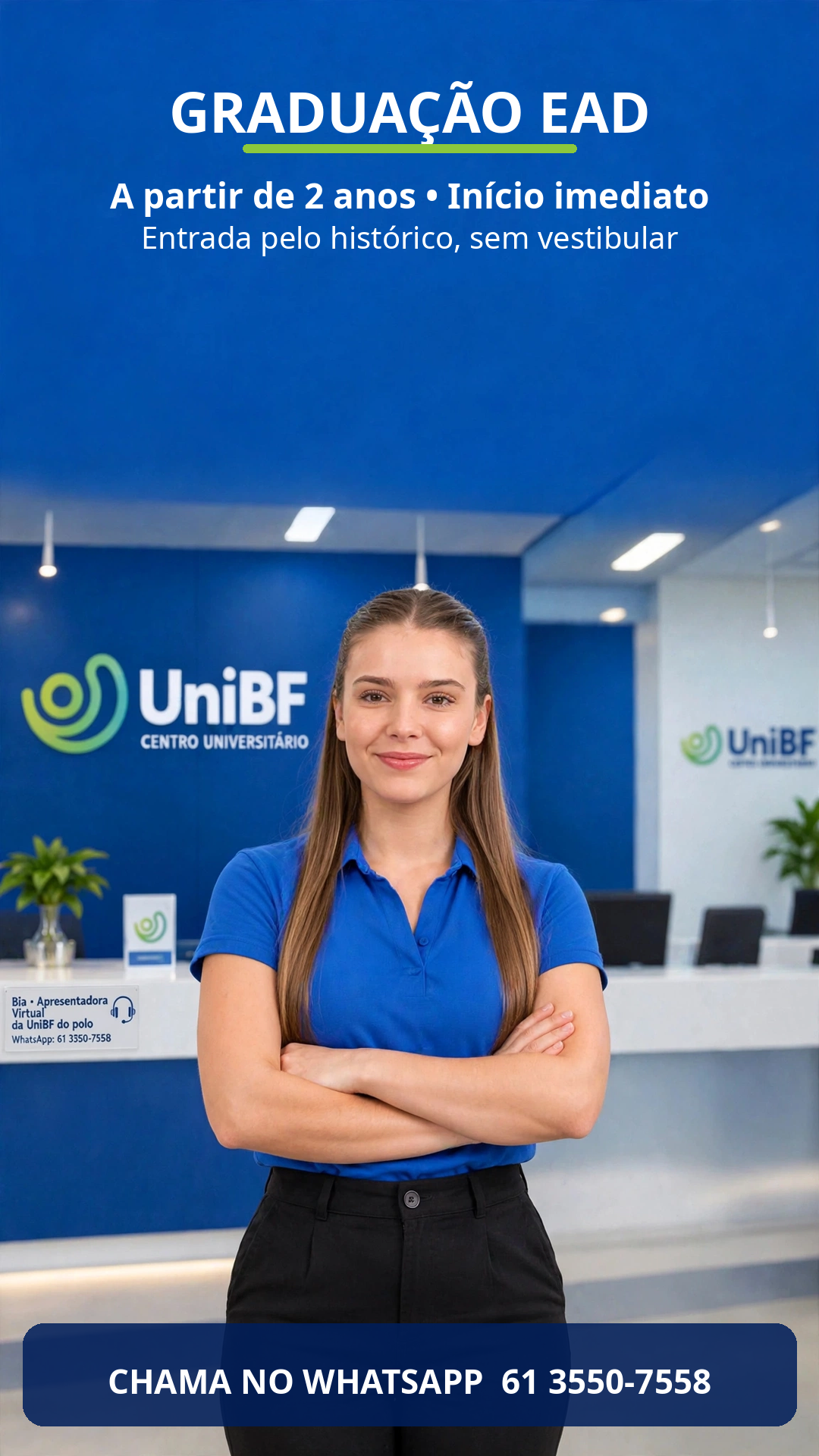 Bia apresentando as graduações do Polo UNIBF