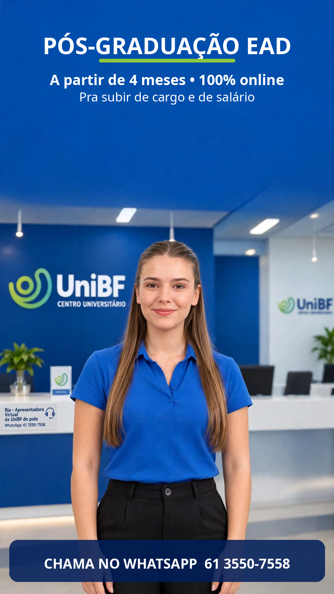 Bia apresentando as pós-graduações do Polo UNIBF